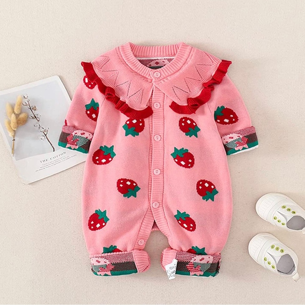 Strawberry Knitted Sweater Romper 3-6 months